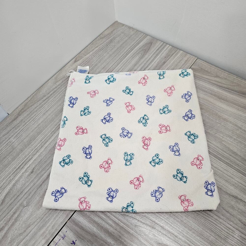 Dundee Natural Baby Flannel Receiving Blanket Swaddle White Teddy Bear Pink Blue